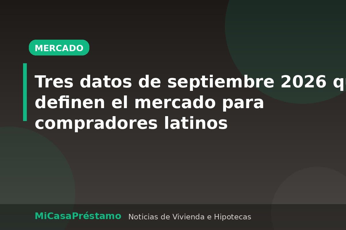 Familia latina revisando documentos de compra de vivienda con datos de mercado en pantalla